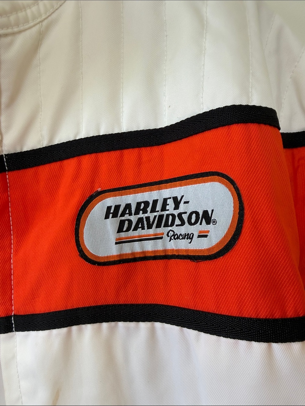 Harley-Davidson White Jacket with Orange Racing Stripe - Picture 3 of 16